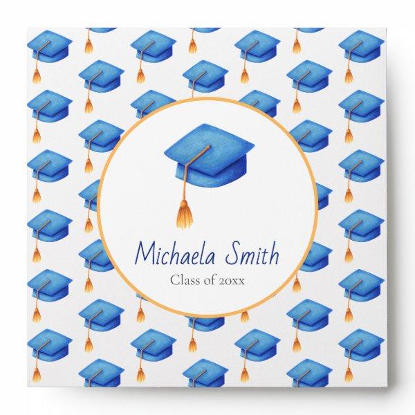 Elegant Blue Graduation Cap with Tassel CD Sleeve Envelope