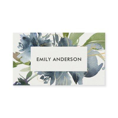 ELEGANT BLUE GREEN GOLD FLORAL WATERCOLOR