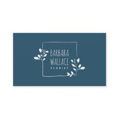 Elegant blue hand drawn floral frame minimalist