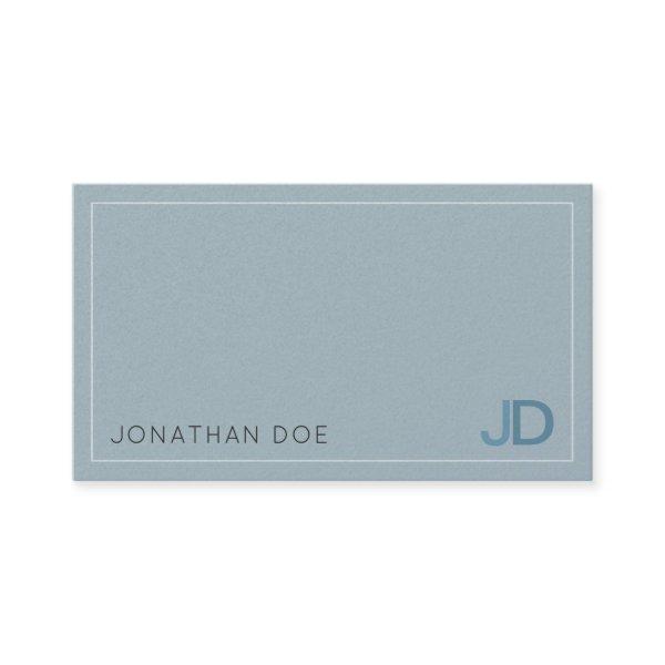 Elegant Blue Modern Monogram Luxe Pearl Finish