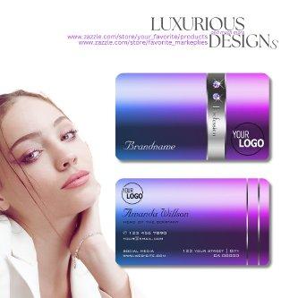 Elegant Blue Purple Gradient Silver Decor and Logo