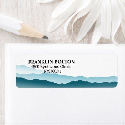 Elegant Blue Rolling Mountains Return Address Label