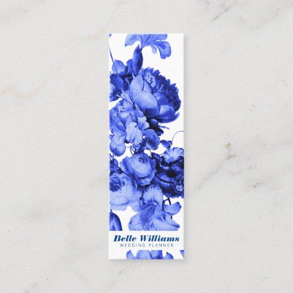 Elegant blue white vintage floral art illustration mini