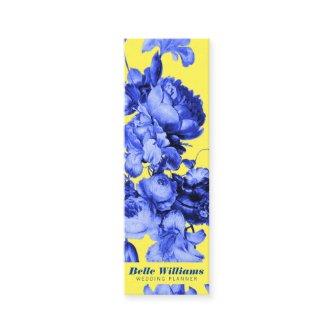 Elegant blue yellow vintage floral illustration mini
