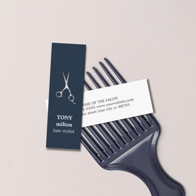 Elegant BlueFaux Silver Scissors Hairstylist Mini