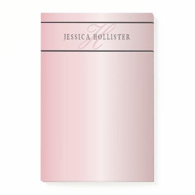 Elegant Blush Faux Rose Gold | Name & Initials Post-it Notes