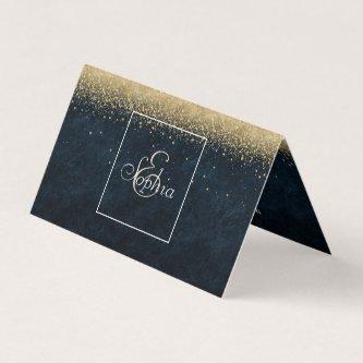 Elegant blush gold and blue simple confetti design