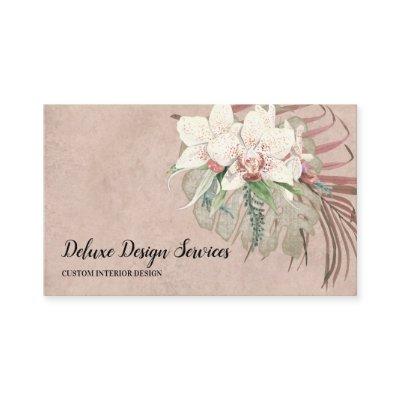 Elegant Blush Pink Floral Orchid Foliage Greenery