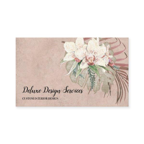 Elegant Blush Pink Floral Orchid Foliage Greenery