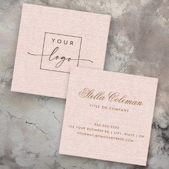 Elegant blush pink linen look custom logo square