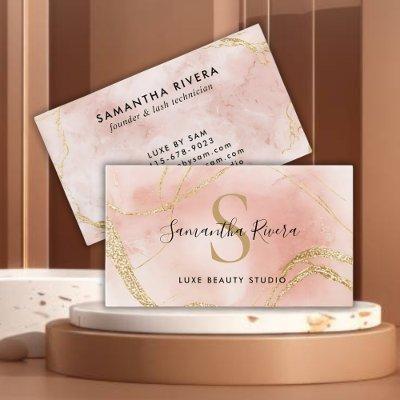 Elegant Blush Pink Marble Monogram Template
