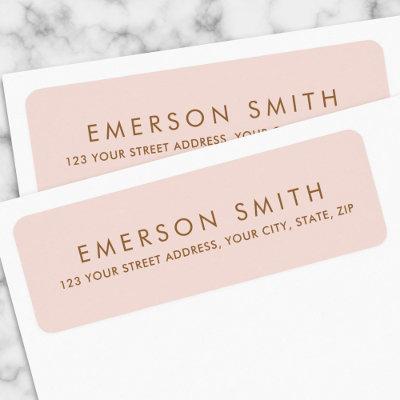 Elegant blush pink minimalist return address label