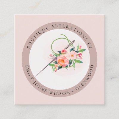 Elegant Blush Pink Needle Watercolor Floral Tailor Square
