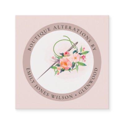 Elegant Blush Pink Needle Watercolor Floral Tailor Square