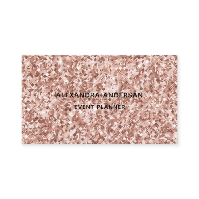Elegant Blush Pink Rose Gold Metal Diamond Pattern