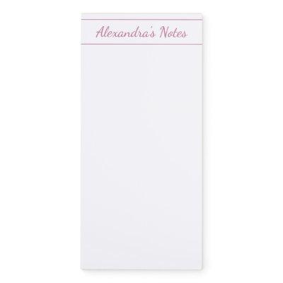 Elegant Blush Pink Script Personalized Border Magnetic Notepad