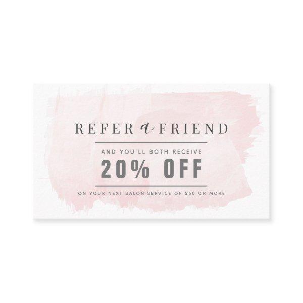 Elegant Blush Pink Watercolor Salon Referral