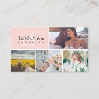 Elegant blush pink wedding photographer collage