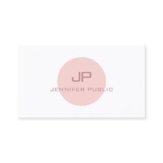 Elegant Blush Pink White Trendy Modern Monogram