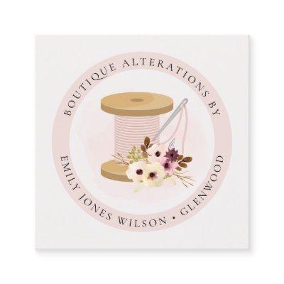 Elegant Blush Spool Needle Watercolor Flora Tailor Square