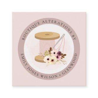 Elegant Blush Spool Needle Watercolor Flora Tailor Square