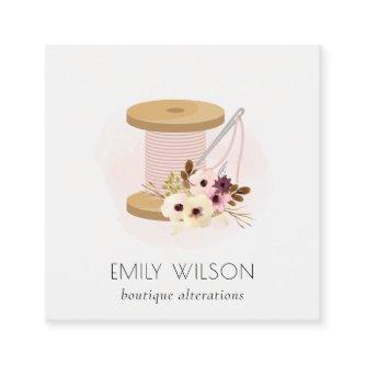 Elegant Blush Spool Needle Watercolor Flora Tailor Square