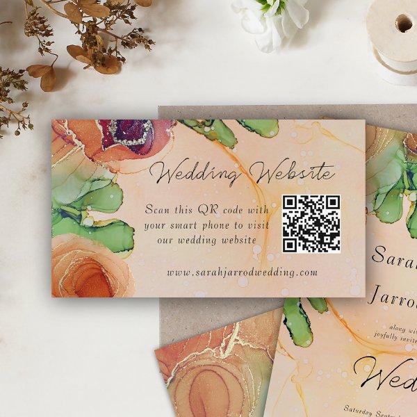 Elegant Bohemian QR Wedding Website Card