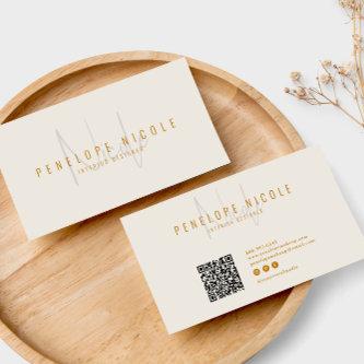 Elegant Boho Cream QR Code Modern Trendy Unique