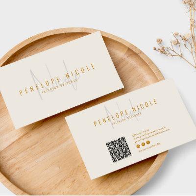 Elegant Boho Cream QR Code Modern Trendy Unique