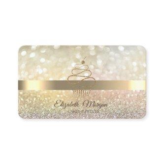 Elegant Bokeh Gold Glitter Cupcake