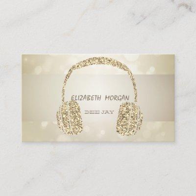 Elegant Bokeh, Gold Glitter Headphone