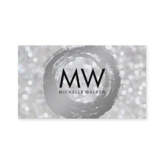 Elegant Bokeh Mongram Artistic Silver Brushed