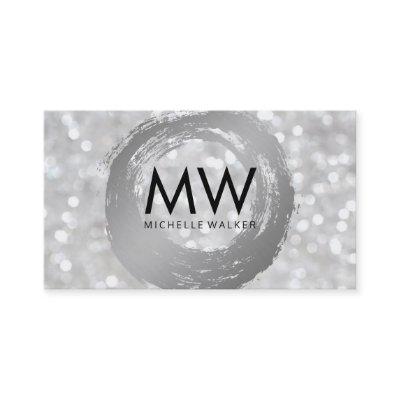 Elegant Bokeh Mongram Artistic Silver Brushed