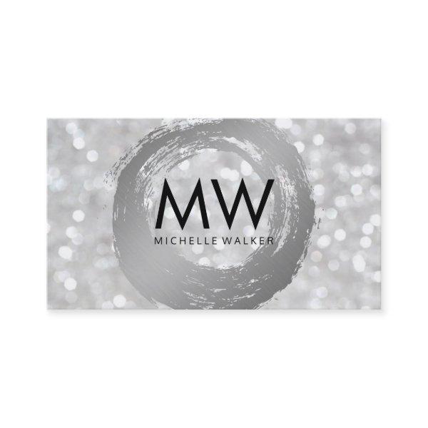 Elegant Bokeh Mongram Artistic Silver Brushed
