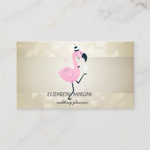 Elegant Bokeh, Stripe,Cool Pink Flamingo