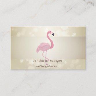 Elegant Bokeh, Stripe, Pink Flamingo