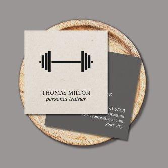 Elegant Bold Beige Paper Black Dumbbell Trainer Square