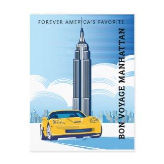 Elegant BON VOYAGE MANHATTAN Design Postcard