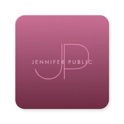 Elegant Bordeaux Color Modern Monogram Template Square