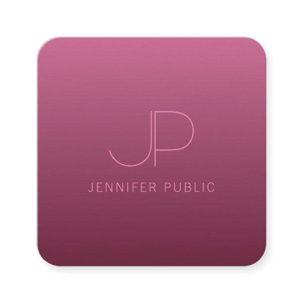 Elegant Bordeaux Color Template Modern Monogram Square