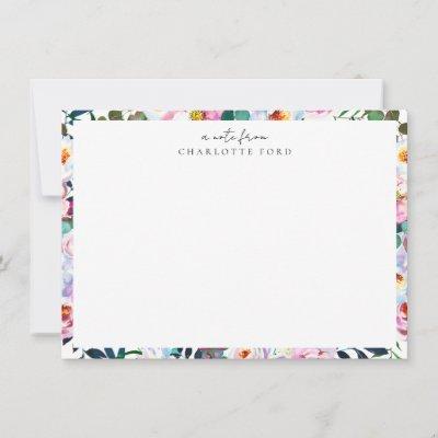 Elegant Botanical Blush Pink White Floral Frame Note Card