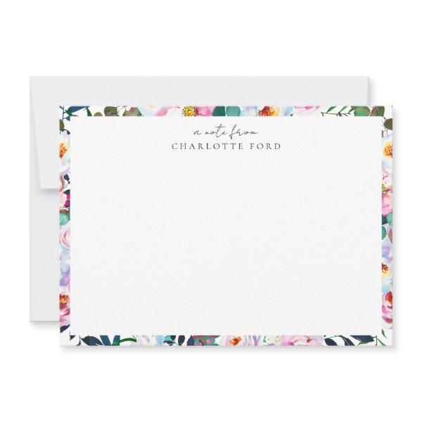 Elegant Botanical Blush Pink White Floral Frame Note Card
