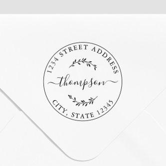 Elegant Botanical Family Name Return Address Self-inking Stamp