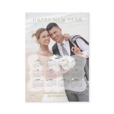 Elegant Bride and Groom Photo Mini Calendar