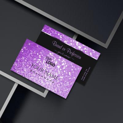 Elegant Bright Purple Glitter Sparkle Stars Logo