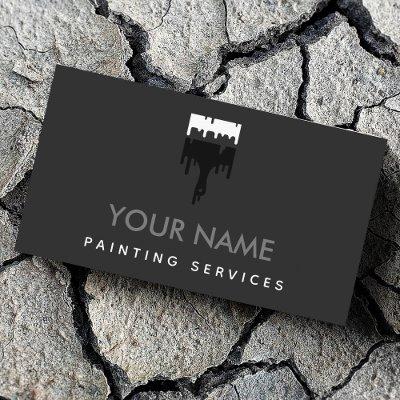 Elegant Brush Paint Drip Gray & White Modern Cool