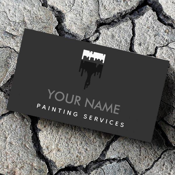 Elegant Brush Paint Drip Gray & White Modern Cool