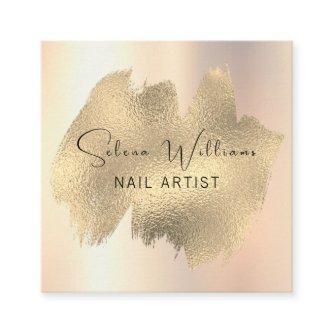 Elegant Brush Stroke Gold Champaign Minimalist Square