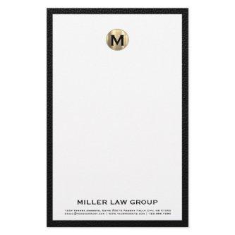 Elegant Brushed Gold Monogram Initial Logo Stationery