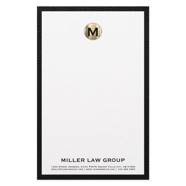 Elegant Brushed Gold Monogram Initial Logo Stationery
